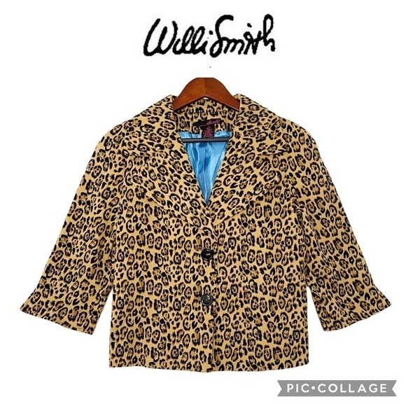 Willi Smith vintage cheetah animal print 3/4 sleeves blazer jacket size 8 - Picture 1 of 9